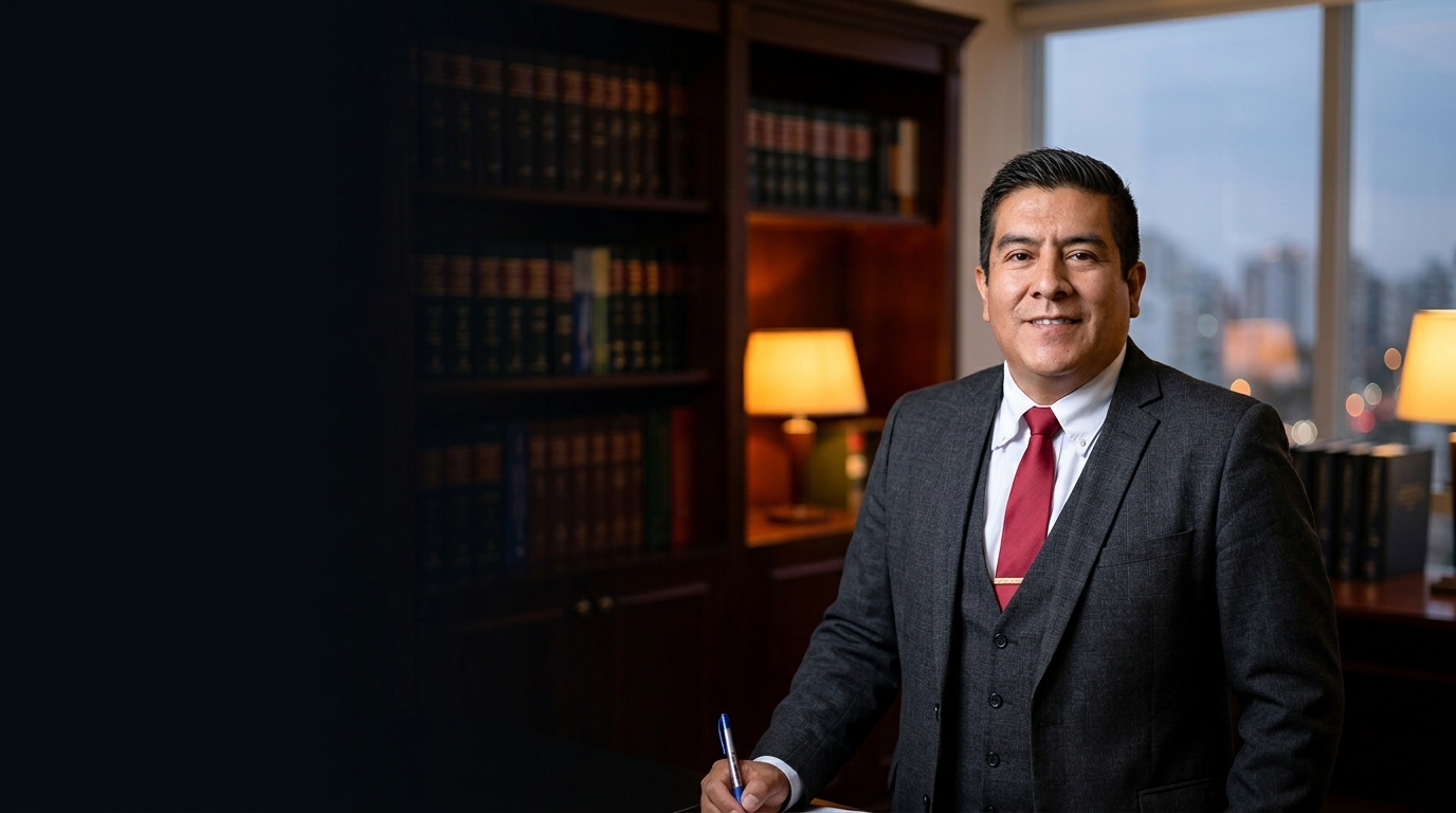 Dr. Mendoza en su despacho jurídico - Mendoza Méndez Abogados Miraflores